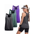thumbnail image 4 of Weardear 3 Pack Racerback Tank Tops for Women Moisture Wicking Athletic Shirts with Banded Bottom Loose Tummy Flattering Running Tops, 4 of 6