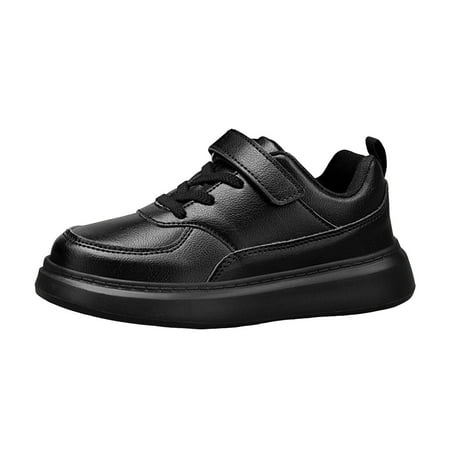 ZHAGHMIN Non Slip Breathable Walking Shoes for Boys and Girls Fashion Pu Leather Walking Baby Shoes for Girls Sneakers Black Size30