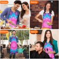 thumbnail image 7 of Pink Blue Tie Dye Flower Pattern Apron-Garden Aprons for Women with Pockets-Cotton Linen Waterproof Kitchen Cooking Gardening Aprons Adjustable for Kitchen,Cooking,BBQ and Salon 33x27 Inch, 7 of 7