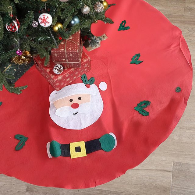 Herunwer Christmas Tree Skirt Mat for Holiday Decorations Adorable Non-Woven Xmas Tree Cover for Indoor and Outdoor Use for Christmas Parties and Events