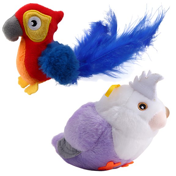 BESTSKY 2Pcs Flapping Bird Cat Toy,Smart Play System Chirping Bird Cat Toy Flapping Wings,Flexible Rolling Motion Bird Cat Toy,Style1