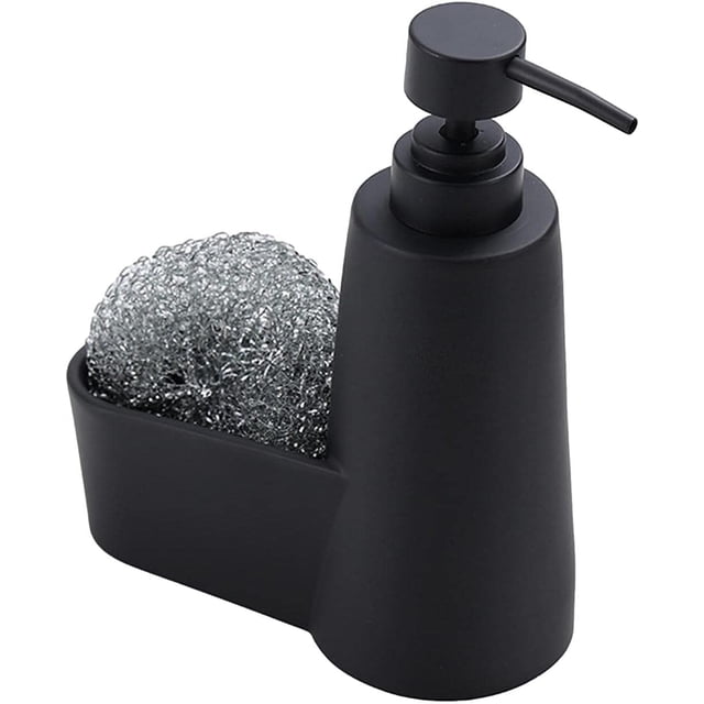 Jinsinto Distributeur de Savon, 5.7x7.08 Moderne Résine Évier de Cuisine Comptoir Distributeur de Savon Liquide avec Compartiments de Rangement