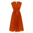 thumbnail image 1 of B91xZ Robes pour Femmes Col Rond Sans Manches Robes d'Été Couleur Unie Décontractées Midi Amples, A L, 1 of 5