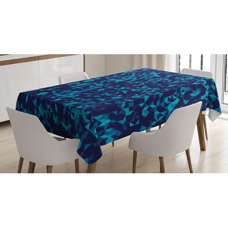 

Navy and Teal Tablecloth Abstract Triangles with Dots Geometric Arrangement in Blue Shades Rectangular Table Cover for Dining Room Kitchen 52 X 70 Inches Navy Blue and Teal by Ambesonne