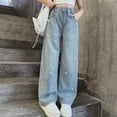 thumbnail image 2 of TOWED22 Girls Casual Fit Jeans Straight Leg Denim Pants with Pockets Relaxed Kids Trousers Light Blue,11-12 Y, 2 of 8