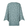 thumbnail image 3 of Sksloeg Women Kimono Polka Dot Printed 3/4 Sleeve Loose Cardigan Hawaiian Trendy Cover Ups Lightweight Kimono Button Down Shawl Collar Tops,Green 3XL, 3 of 6