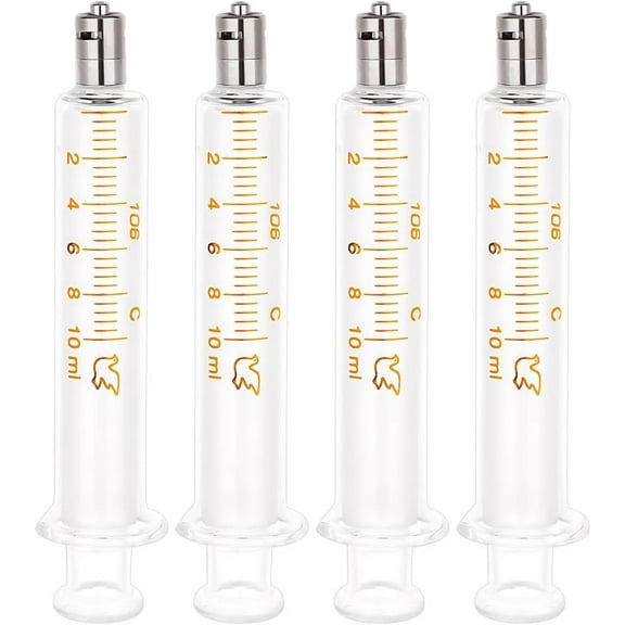 Reusable Glass Dispensing Syringes with Luer Lock(without Needle) for Industry or Labtoratory Liquids Filling Glue Application Clear 13x1.9~3.8cm