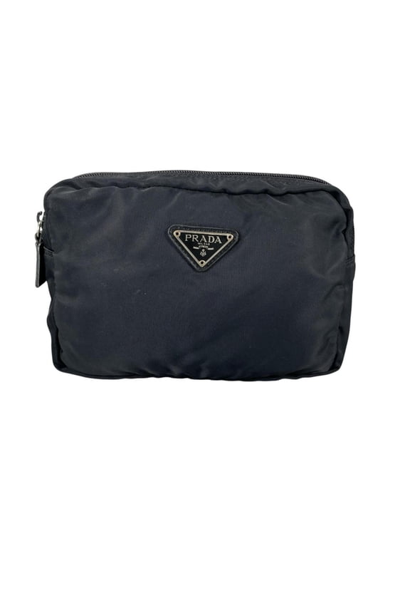 Pre-Owned PRADA Prada Triangle Logo Pouch Nylon Black Women's