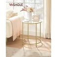 thumbnail image 2 of ZXNYH Round Side Table, Glass End Table with Metal Frame, Gold Coffee Table with Modern Style for Living Room, Balcony, Bedroom, 2 of 8
