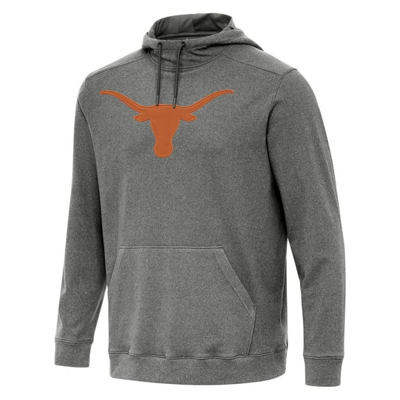 Men's Antigua Heather Black Texas Longhorns Cloud Pullover Hoodie