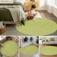 thumbnail image 6 of Fruit Green 6ft Round Rug, Farmhouse Burlap Solid Green Color Modern Linen Texture Non-Skid Rubber Backing Large Area Rugs - Living Room Bedroom Home Office, Indoor Floor Mat Carpets Washable Rug, 6 of 9
