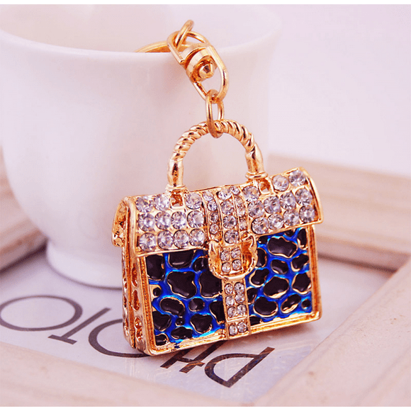 Leopard Print Bag Keychains for Women Bling Bag Key Ring for