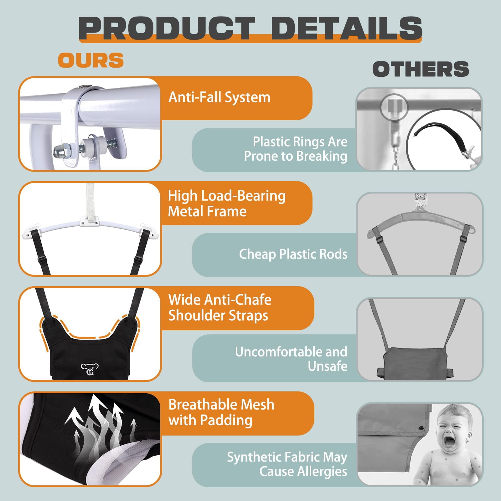 2 in 1 Baby Jumper, Toddler Swing and Bouncer, Indoor Outdoor Baby Swings for Infants, Gray