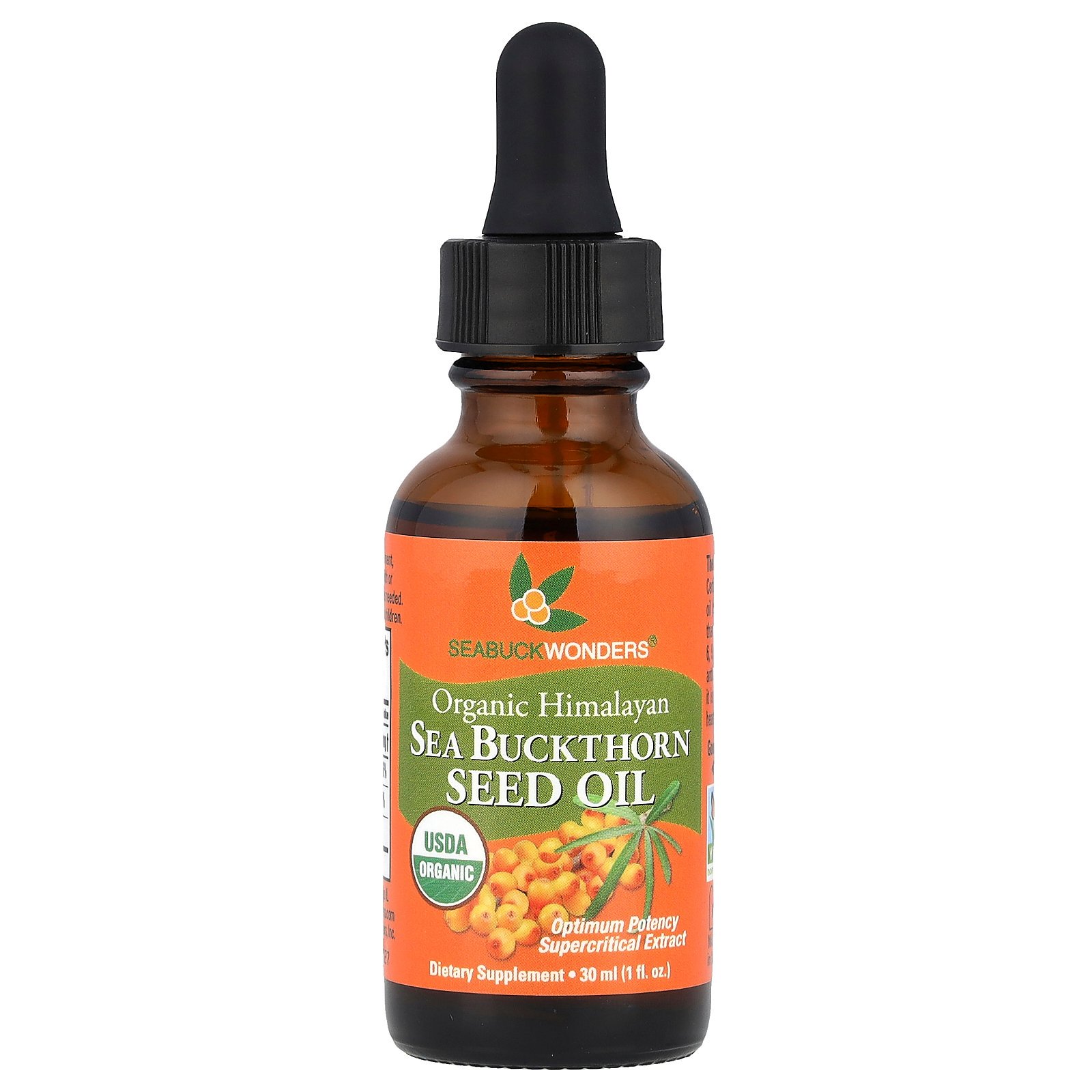 SeabuckWonders Organic Himalayan Sea Buckthorn Seed Oil 1 fl oz Liquid