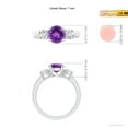 thumbnail image 5 of ANGARA Natural 1.15 ct Amethyst and Diamond Three Stone Engagement Ring in 14K White Gold for Women (Size-7mm) | February Birthstone, Anniversary, Jewelry Gift for Women | Natural Amethyst Ring, 5 of 9