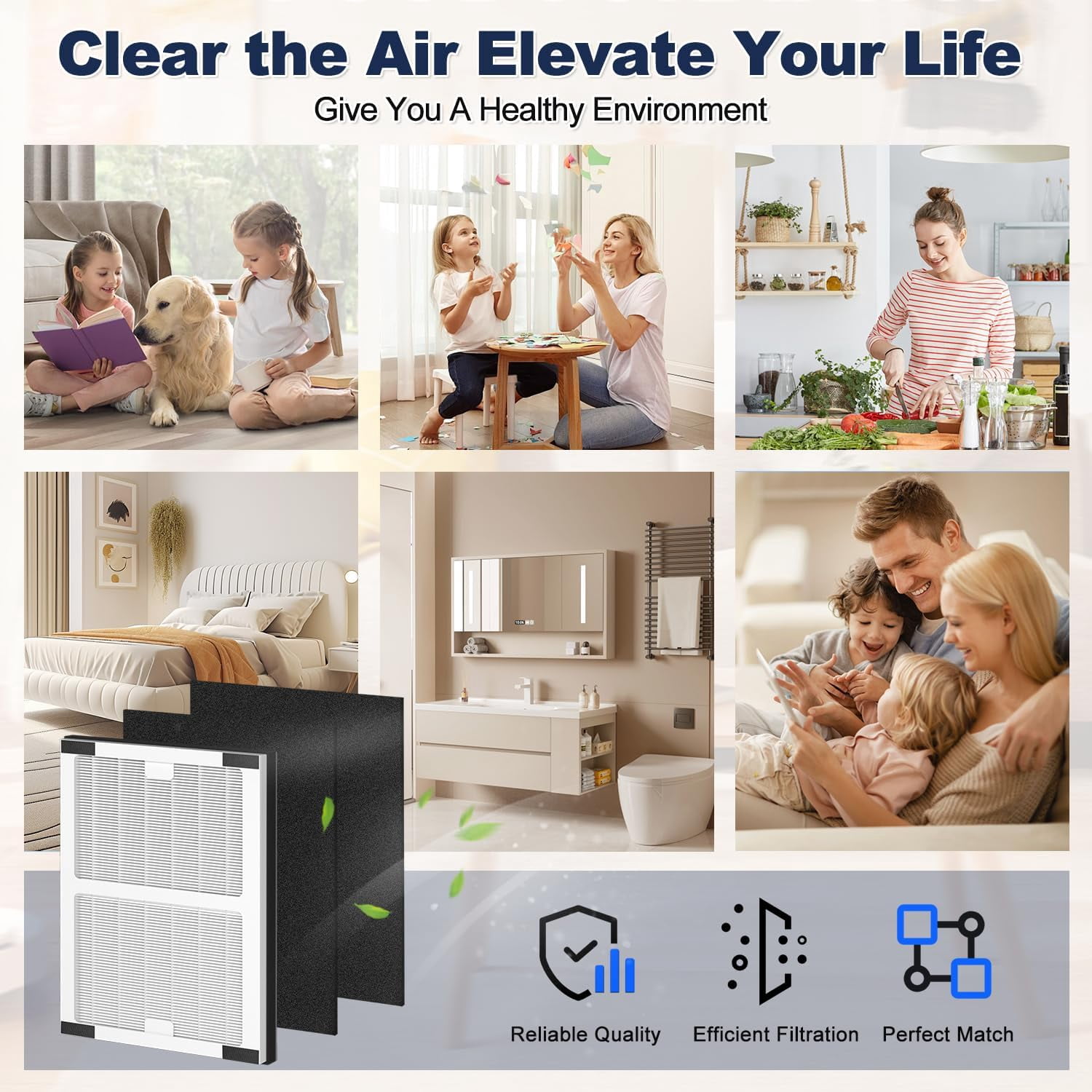 Replacement Filters for IAF-H-100A, AC-2119, FAP-C01-A, IAP-10-100, IAPC-40-140 Air Purifiers - Includes 2 HEPA Filters and 4 Activated Carbon Pre-Filters