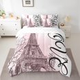 thumbnail image 2 of Homewish Paris Eiffel Tower 7 Pieces Bedding Comforter Set for Teens Girls Boys,Romantic Valentine Full Bedding Set Lightweight,Black Pink Fitted Sheet Flat Sheet,Ultra Soft Home Decor,Reversible, 2 of 8