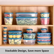 Mainstays Reusable Food Storage Containers Set, Plastic, Multi-Size, 34 Pieces, 17 Containers and 17 Lids