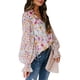 thumbnail image 1 of Camisa de manga abullonada con cuello en V, blusa con estampado floral y cuello en V con manga abullonada Tops con estampado floral construidos para durar, 1 of 6