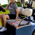 thumbnail image 3 of Renewold Golf Cart Seat Cover Comfortable Golf Cart Seat Towel Blanket Suitable for 2/4 Person Seats Club Car Seats, Boho Floral Blue Orange, 3 of 5