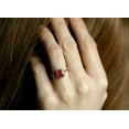 thumbnail image 3 of 2.00CT Emerald Cut Simulated Red Ruby Diamond Halo Wedding Women's Ring 14K Yellow Gold Plated 925 Silver, 3 of 3