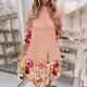 thumbnail image 4 of ICHUANYI Clearance Women Sexy Fold Party Girls Ruffle Neck Long Sleeve Formal Printing Fall Maxi Casual Dresses(Red, L) Ichuanyi Ichuanyi, 4 of 5
