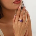 thumbnail image 2 of Juwaliy 9Ct Women Heart Ring 925 Sterling Silver Dolphin February Birthstone Amethyst Purple Solitaire Ring Jewelry Girlfriend Valentine's Day Gift, 2 of 10