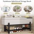 thumbnail image 6 of GZXS 47.24" Entryway Shoe Bench with Flip Top and Hidden Storage, Modern Upholstered Bench with Open Shelf and Black Rubber Wood Legs, for Living Room, Bedroom, Hallway, 6 of 10