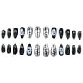 thumbnail image 3 of Halloween Medium Press On Nails 24Pcs, Dark Red Green Contrast Glitter Ghost Fake Nails Set, Metallic Crack Texture Reusable False Nails Kit for Party Daily Wear Women Girls, 3 of 7