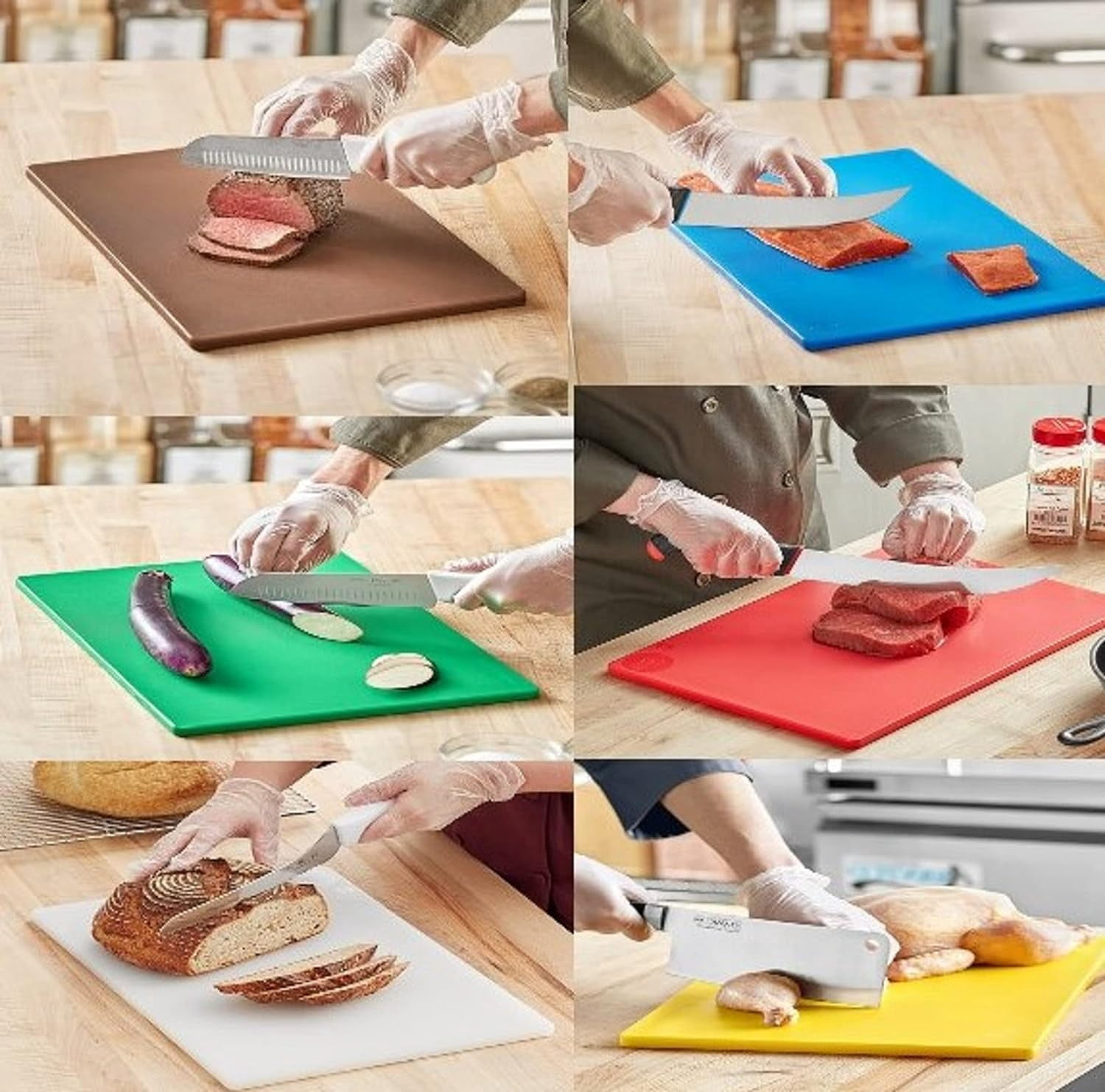 TrueCraftware- Set of 6 Cutting Boards for Kitchen 20" X 15" X 1/2” Assorted Colors- Color Coded Plastic Commercial Chopping Board Anti Slip Surface  for Chopping Food Cutting Mat