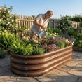 thumbnail image 6 of SnugNiture Galvanized Raised Garden Bed Outdoor, 3Pcs 4x2x1ft Metal Planter Box, Brown, 6 of 9