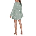 thumbnail image 3 of FOCUSNORM Femmes Sexy Tie-up Robe Fleur Impression Flare Manches V-neck une Seule Pièce, 3 of 9