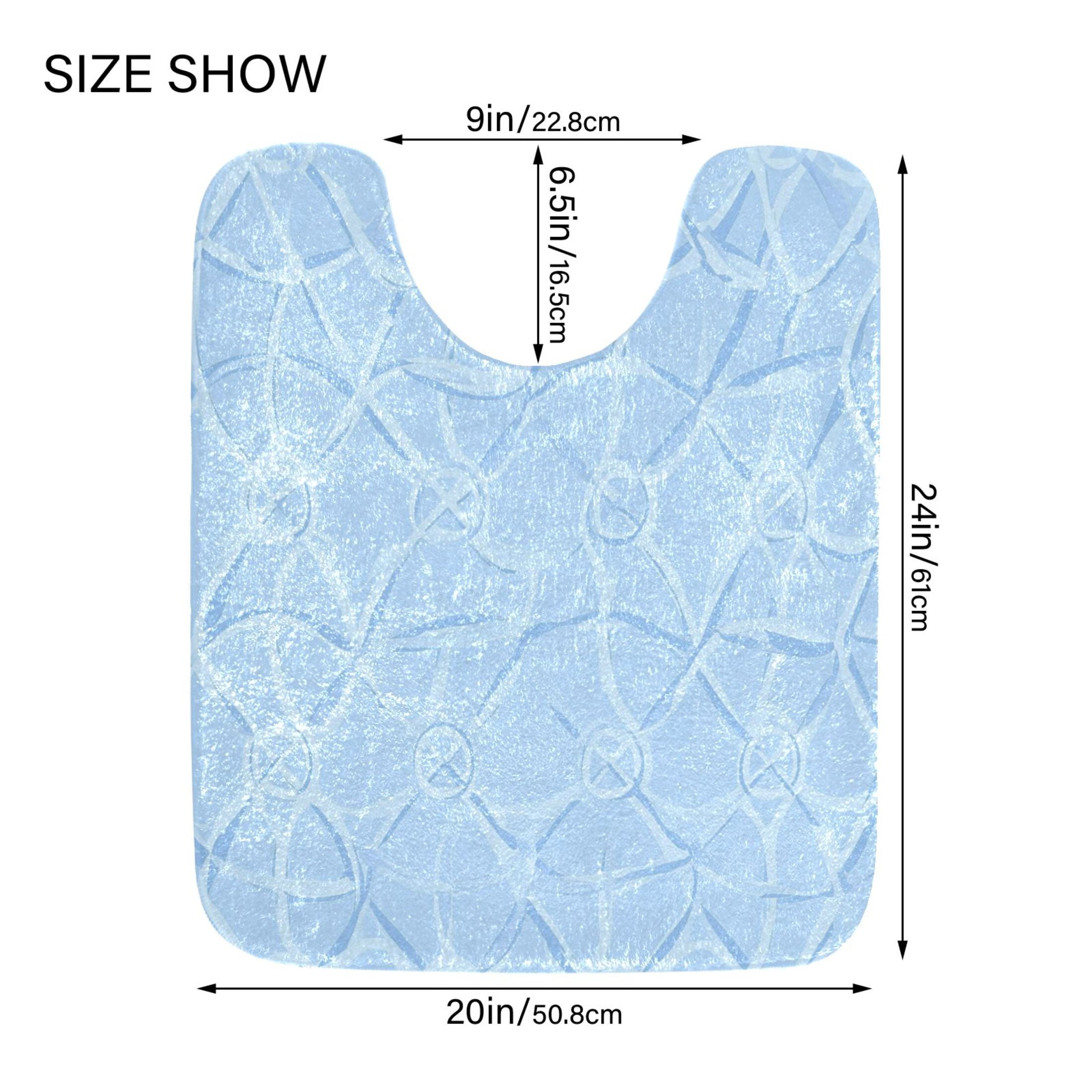 2 Piece Soft Bathroom Rug Set Light Blue Geometric Pattern Bath Mat and U-Shaped Toilet Contour Rug (16"x24"+20"x24")