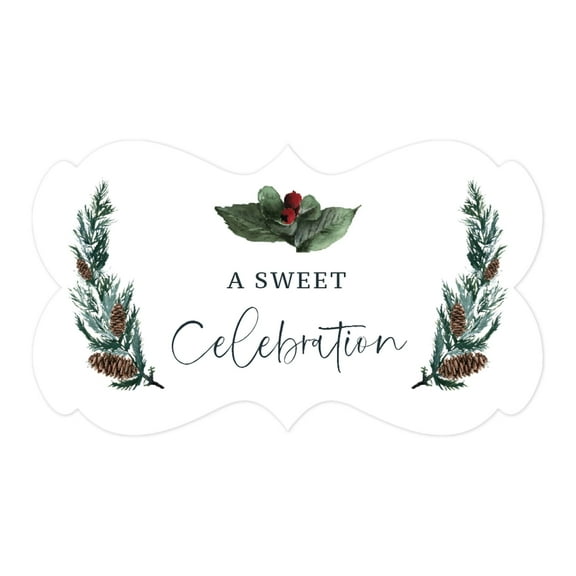 Koyal Wholesale Winter Snowy Woodland Forest Watercolor Wedding, Fancy Frame Stickers, A Sweet Celebration, 36-Pack