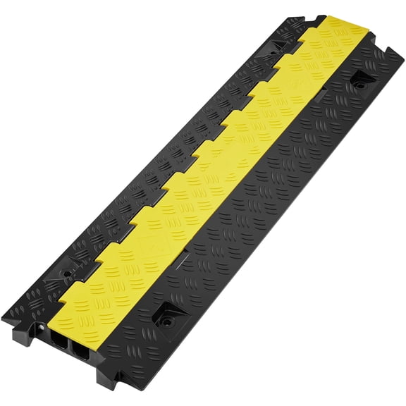 VEVOR Cable Protector Ramp with 2 Channel, Max. 22000lbs Load Capacity, TPU Wire Cable Cover, Durable Speed Bump for Driveway, 36.14 x 9.84 x 1.69 in