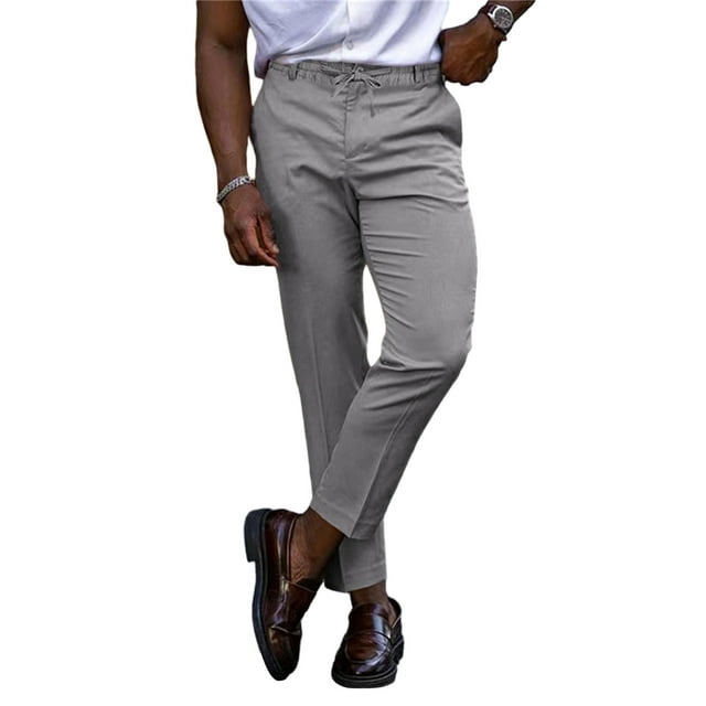 SUNSIOM Pantalon de Mode pour Hommes Couleur Unie avec Cordon de Serrage Coupe Ajustée Extensible Coupe Régulière