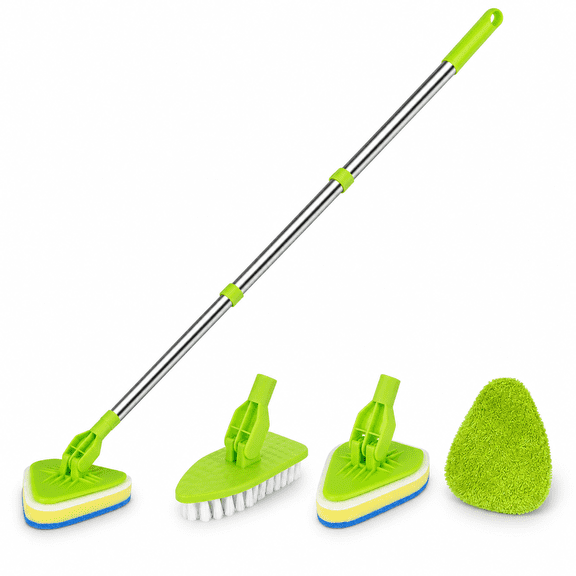 Shower Cleaner Brush with Long Handle 3 in 1 Shower Cleaning Brush Tub Tile Scrubber Brush Extendable Multifunctional 18