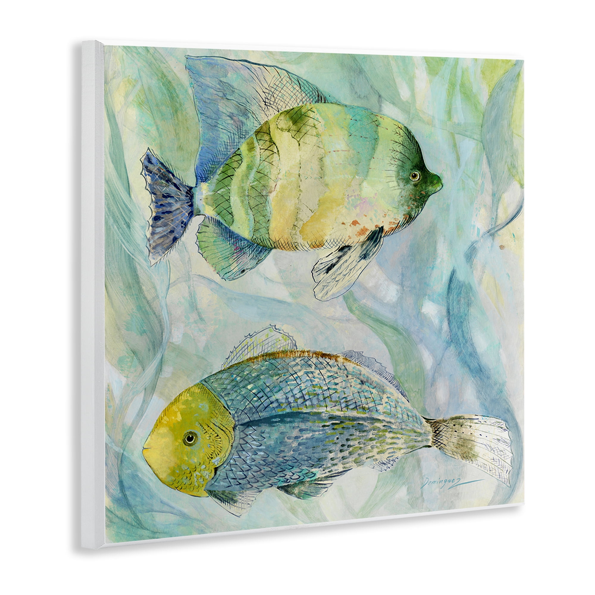 Stupell Industries Sweet Fish Duo Blue Green Wall Plaque Art, design by Lorenzo Collective