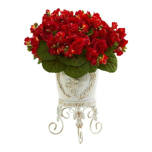 Nearly Natural 1831-RD Violet Artificial Arrangement in Legged Planter - Red