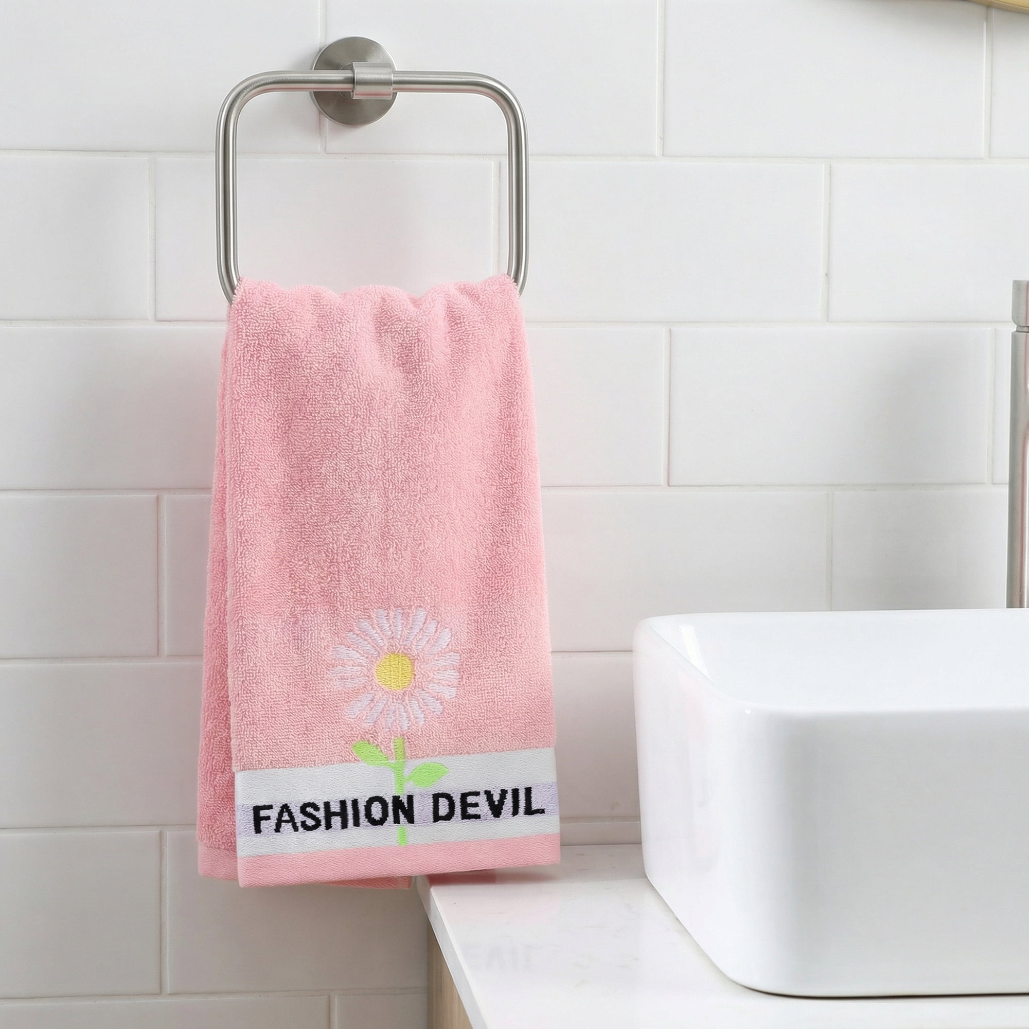 Unique Bargains 29" x 13" Floral Decorative Absorbent Hand Towels Pink 2pk