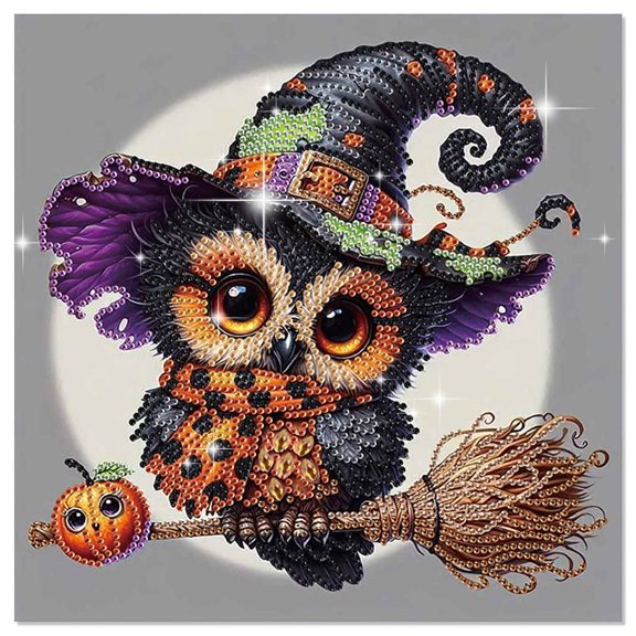 5D DIY Diamond Painting Kit Halloween Owl Theme Unique Diamond Shapes Handcrafted Artwork for Beginners and Adults Perfect for Home Wall Decor and Holiday Gifts
