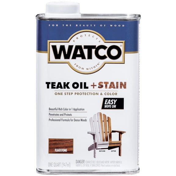 Watco Companies Watco Teak Oil Stain Flagstone - 350-VOC, Hand-Rubbed Oil Finish - 1 Qt. Gray — Residential Use, Standard Application
