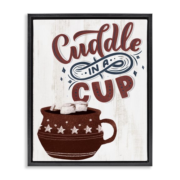 Stupell Industries Rustic Lodge Cuddle In A Cup Cocoa Black Floating Frame Canvas Art, 17 x 21, by Kim Allen