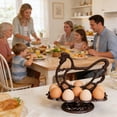 thumbnail image 3 of Cast Iron Chicken Egg Holder, Rustic Farmhouse Egg Rack, 8-Hole Cast Iron Egg Storage Tray For Kitchen Countertop Decor Black-18.5X16.5CM, 3 of 5