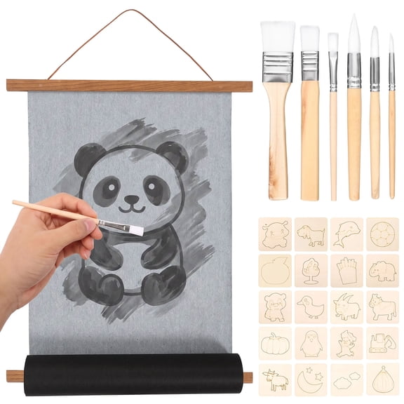 Threns Magic Water Drawing Canvas Set for Kids, Reusable Mess-Free Art Mat with Magnetic Frame, 2 Canvases & 20 Templates