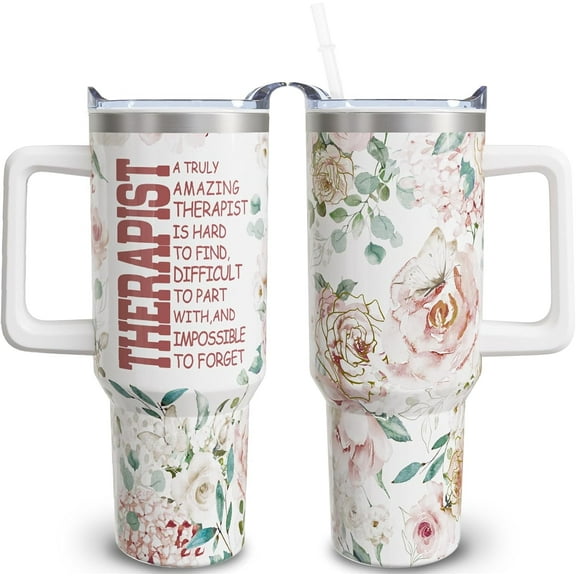 Therapist Gifts Mental Health Gift Speech Respiratory Occupational Physical Psychology Therapist Appreciation Gifts 40oz Stainless Steel Tumbler Cup Mug Water Bottle with Handle for Women Men