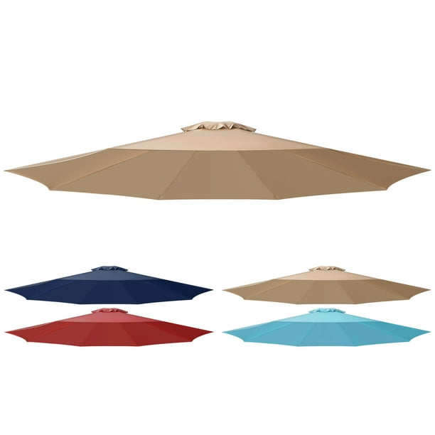 Toldo de repuesto para sombrilla de patio, 2,7 m, para exteriores, color canela, 8 varillas