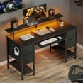 thumbnail image 6 of Computer Desk 47.2" with LED Lights & Power Outlets, Home Office Desk with 4 Drawers, Writing Desk with Keyboard Tray, Study Desk with Monitor Stand, Work Desk for Home Office, Black, 6 of 7
