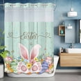 thumbnail image 6 of Happy Easter No Hooks Shower Curtain with Snap-in Liner Spring Rabbit Ears Eggs Floral Green Wood Grain Shower Curtains for Bathroom, Waterproof, Easy Install, Washable 60"x72", 6 of 9