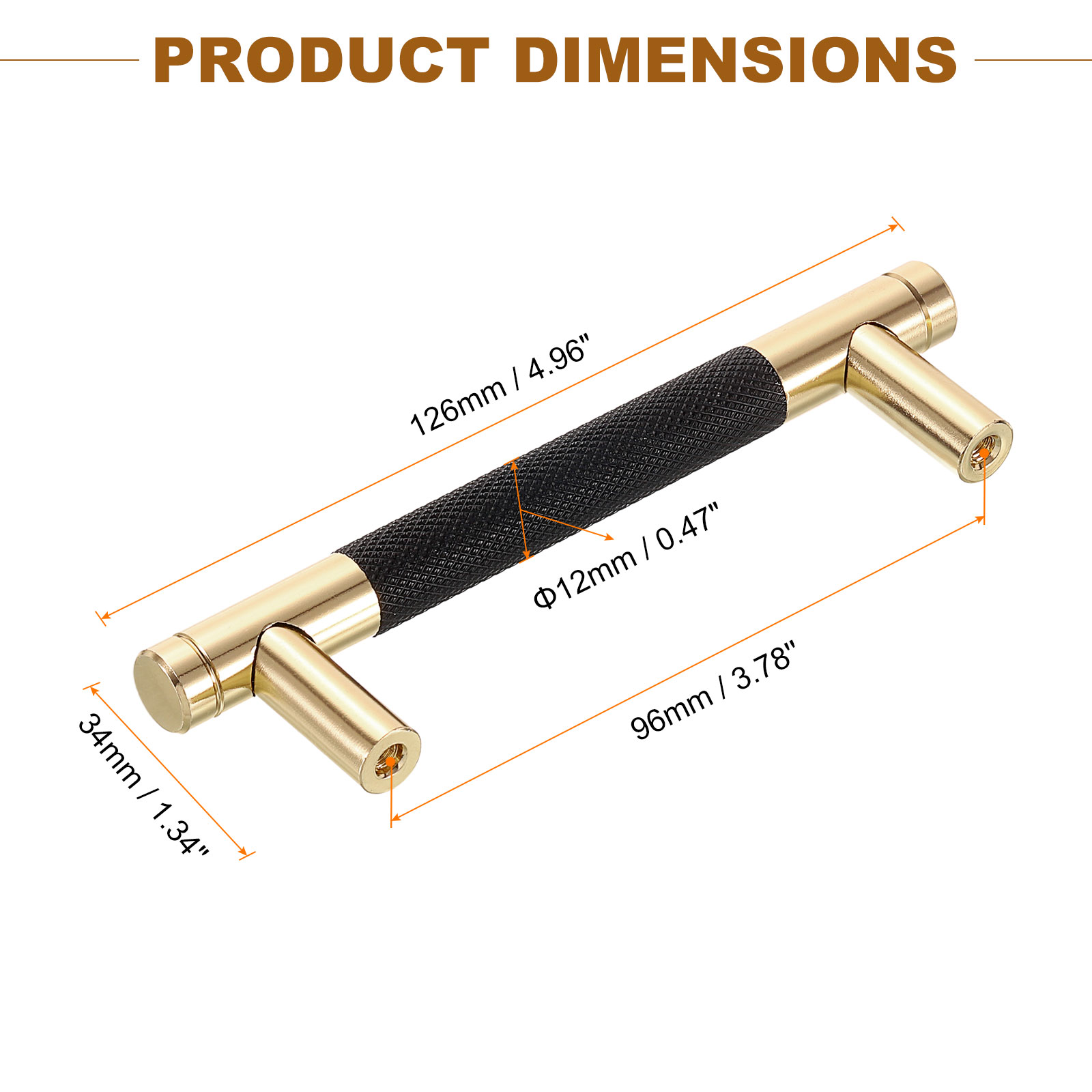 Unique Bargains Cabinet Handles, Aluminum Alloy Knurled Pulls  Gold Handles 4" Black